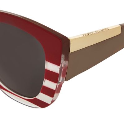 Red chunky stripe cateye sunglasses